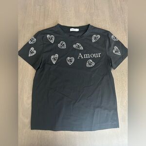 Black Heart Embellished Women's Top